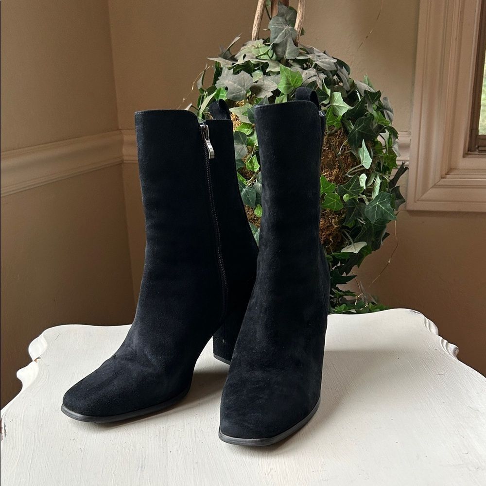 Elegant Cafe Noir Black Suede Zip Up  Boots Euro 41 US 10